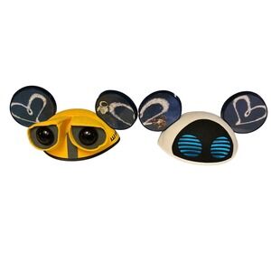 Disney Parks Wall-E and Eve Mickey Mouse Ear Hat Set Pixar Yellow White Pair